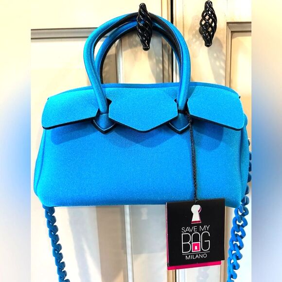 Save My Bag Electric Blue Satchel/Crossbody with Bow Detail - Picture 2 of 7